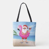 Santa Claus with flamingo inflatable ring Tasche (Rückseite)