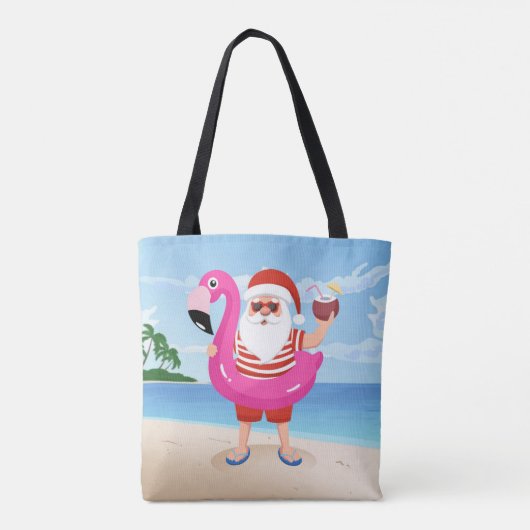 Santa Claus with flamingo inflatable ring Tasche (Rückseite)
