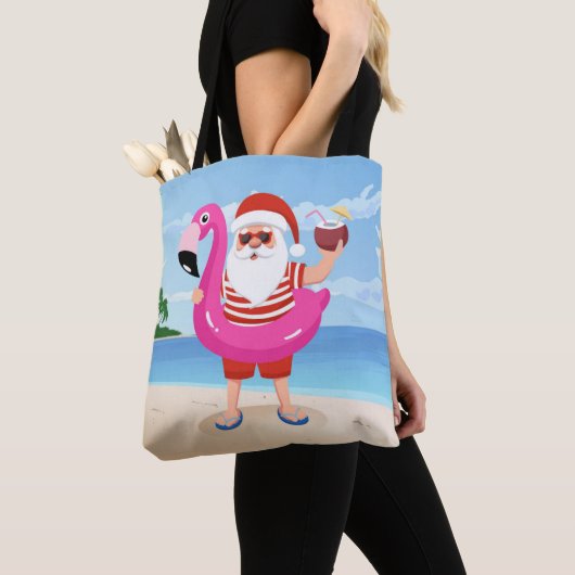 Santa Claus with flamingo inflatable ring Tasche (Von Nahem)