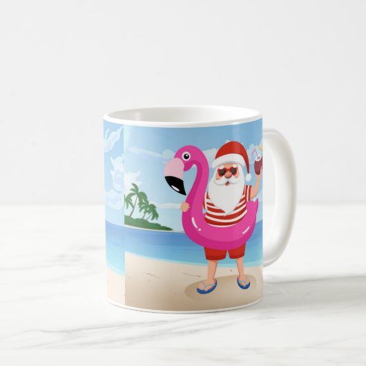 Santa Claus with flamingo Kaffeetasse (VorderseiteRechts)