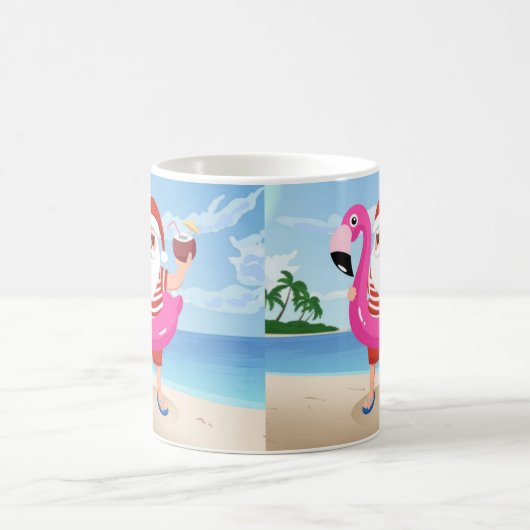 Santa Claus with flamingo Kaffeetasse (Mittel)