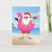 Santa Claus with flamingo Karte (Vorderseite)
