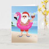 Santa Claus with flamingo Karte (Gelbe Blume)