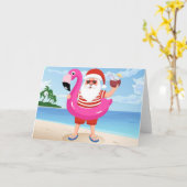 Santa Claus with flamingo Karte (Gelbe Blume)