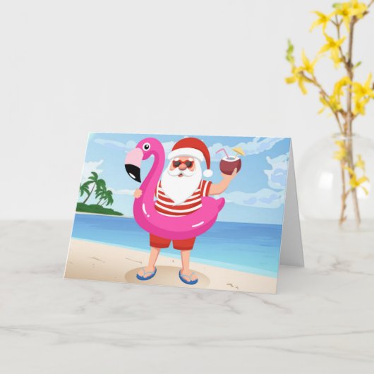 Santa Claus with flamingo Karte (Gelbe Blume)
