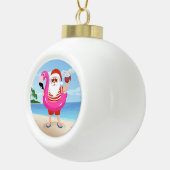 Santa Claus with flamingo Keramik Kugel-Ornament (Rechts)