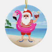 Santa Claus with flamingo Keramik Ornament (Vorne)