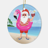 Santa Claus with flamingo Keramik Ornament (Links)