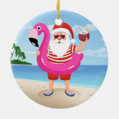 Santa Claus with flamingo Keramik Ornament (Hinten)