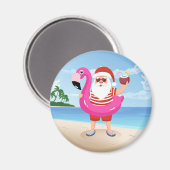 Santa Claus with flamingo Magnet (Vorderseite/Rückseite)