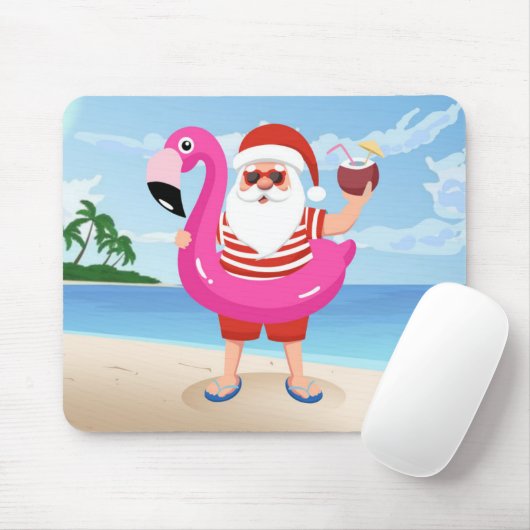 Santa Claus with flamingo Mousepad (Mit Mouse)