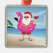 Santa Claus with flamingo Ornament Aus Metall (Vorne)
