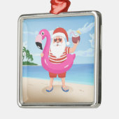 Santa Claus with flamingo Ornament Aus Metall (Links)