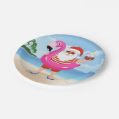 Santa Claus with flamingo Pappteller (Schrägansicht)