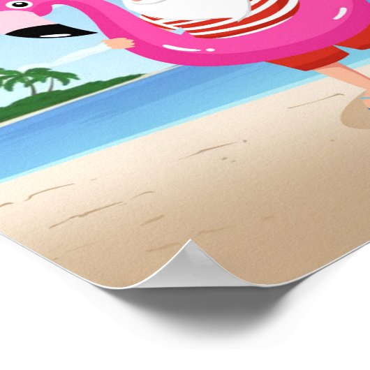 Santa Claus with flamingo Poster (Ecke)