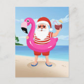 Santa Claus with flamingo Postkarte (Vorderseite)