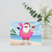 Santa Claus with flamingo Postkarte (Stehend Vorderseite)