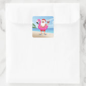 Santa Claus with flamingo Quadratischer Aufkleber (Tasche)