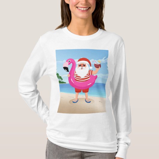 Santa Claus with flamingo T-Shirt (Vorderseite)