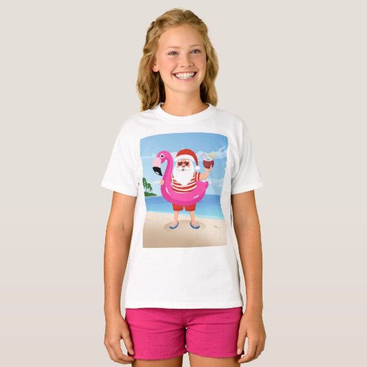 Santa Claus with flamingo T-Shirt (Vorne ganz)