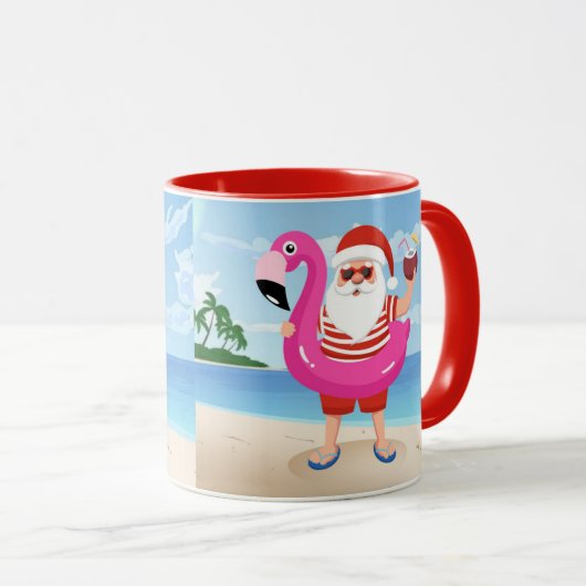 Santa Claus with flamingo Tasse (VorderseiteRechts)