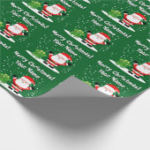 Santa Claus with frog cartoon fun kid's Christmas Geschenkpapier (Ecke)