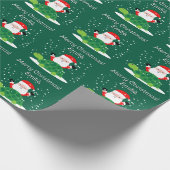 Santa Claus with green turtle cartoon Christmas Geschenkpapier (Ecke)