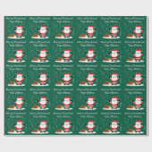 Santa Claus with hedgehog cartoon kid's Christmas Geschenkpapier (Flach)