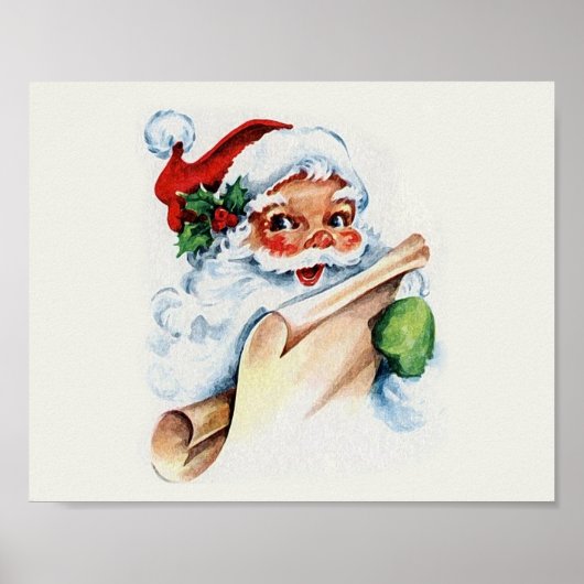 Santa Claus with his Christmas list scroll Poster (Vorne)