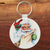 Santa Claus with his Christmas list scroll Schlüsselanhänger (Vorderseite)