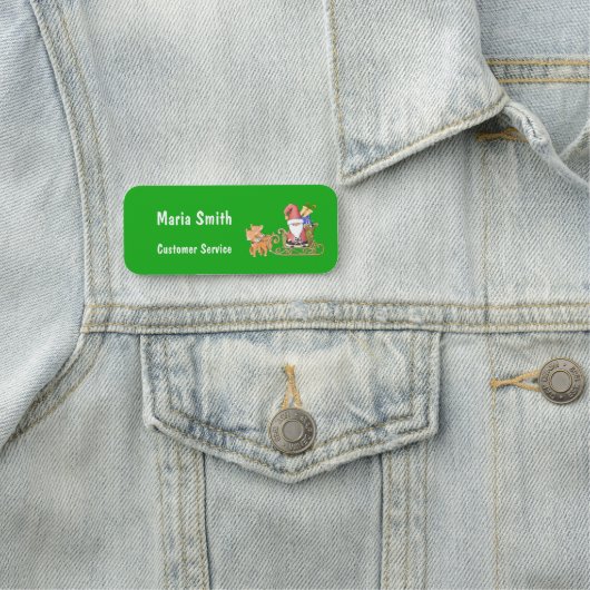 Santa Claus with Sleigh and Reindeer Personalized Namensschild (Beispiel)