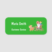 Santa Claus with Sleigh and Reindeer Personalized Namensschild (Vorderseite)