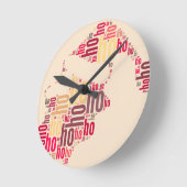 Santa Claus wordcloud Ho Ho Ho Runde Wanduhr (Winkel)