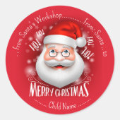 Santa Claus Workshop Frohe Weihnachten Runder Aufkleber (Vorderseite)