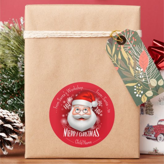 Santa Claus Workshop Frohe Weihnachten Runder Aufkleber (Feiertag)