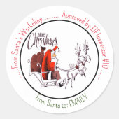 Santa Claus Workshop Santa Riding Rentier Runder Aufkleber (Vorderseite)