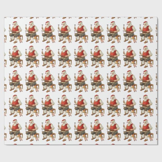 Santa Claus Workshop Spielzeug Schlitten machen Geschenkpapier (Flach)