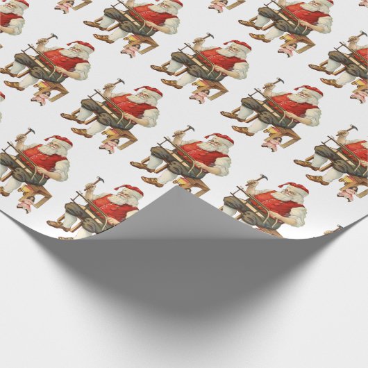 Santa Claus Workshop Spielzeug Schlitten machen Geschenkpapier (Ecke)