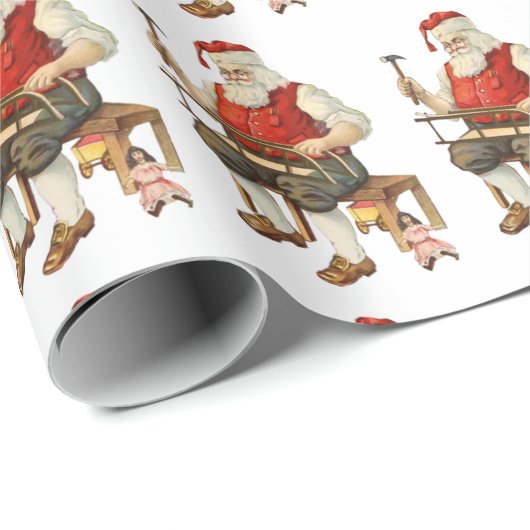 Santa Claus Workshop Spielzeug Schlitten machen Geschenkpapier (Rolleneckpunkt)