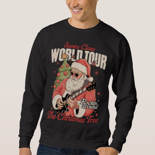 Santa Claus World Tour Cool Christmas Music Guitar Sweatshirt (Vorderseite)