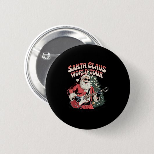 Santa Claus World Tour Rocking Around The Christma Button (Vorne & Hinten)