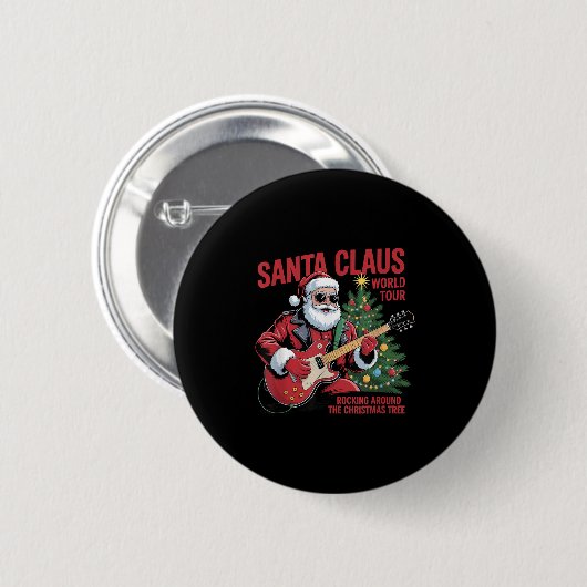 Santa Claus World Tour Rocking Around The Christma Button (Vorne & Hinten)