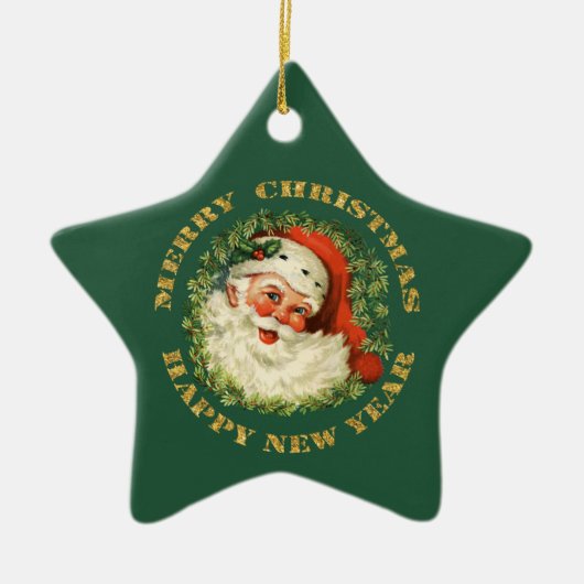 Santa Claus Wreath Keramikornament (Vorne)