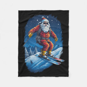 Santa Claus Zerstört Die Hänge Santa Skifahren Chr Fleecedecke
