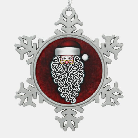 Santa Claus Zinnschmuck Schneeflocken Zinn-Ornament (Vorderseite)