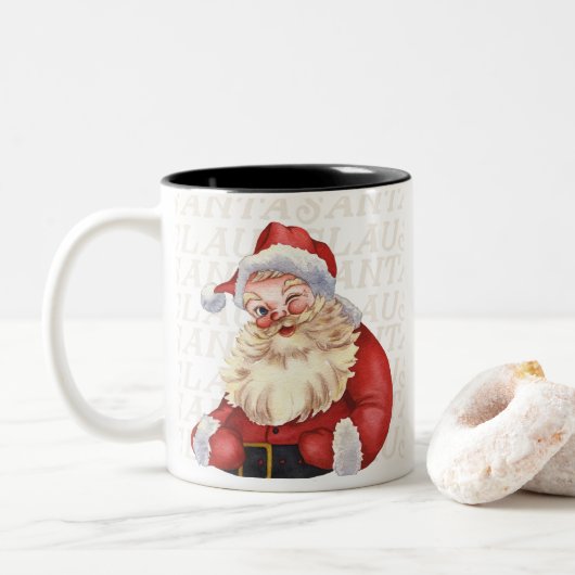 Santa Claus Zweifarbige Tasse (Mit Donut)