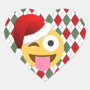 santa claus zwinker emoji Herz-Aufkleber