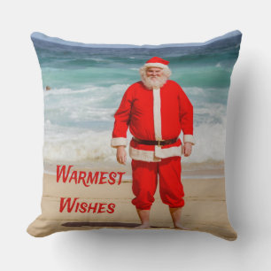 Santa Clause am Strand Warmest wünscht einen sonni Kissen