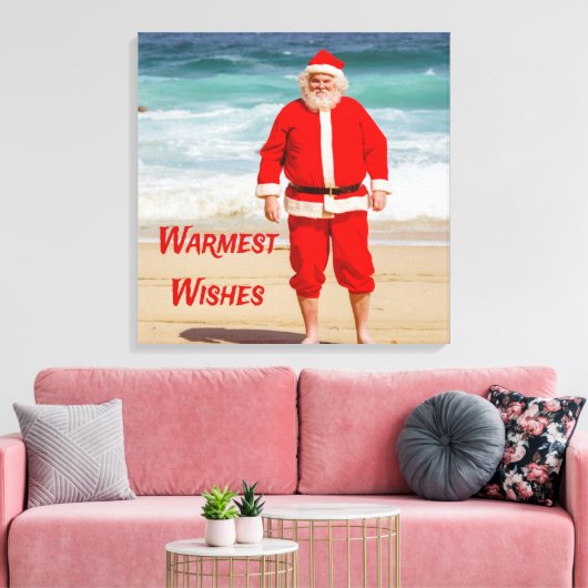 Santa Clause am Strand Warmest wünscht einen sonni Leinwanddruck (Insitu (Wohnzimmer))