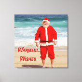 Santa Clause am Strand Warmest wünscht einen sonni Leinwanddruck (Vorderseite)